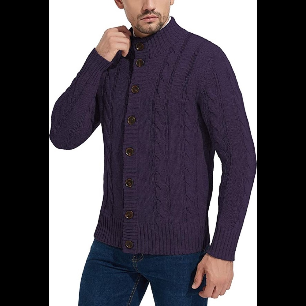 New Mens Rayon Cardigan Sweater w/ 8 Button Closure Multiple Sizes
